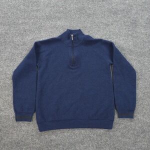 Smartwool Sweater Mens Medium‎ Blue 100% Merino Wool 1/4 Zip Mock Neck Pullover